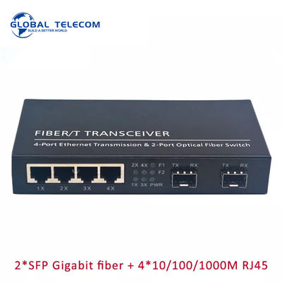 4RJ45 2SFP محول وسائط الألياف ، 2G4FE جيجابت إيثرنت محول الألياف